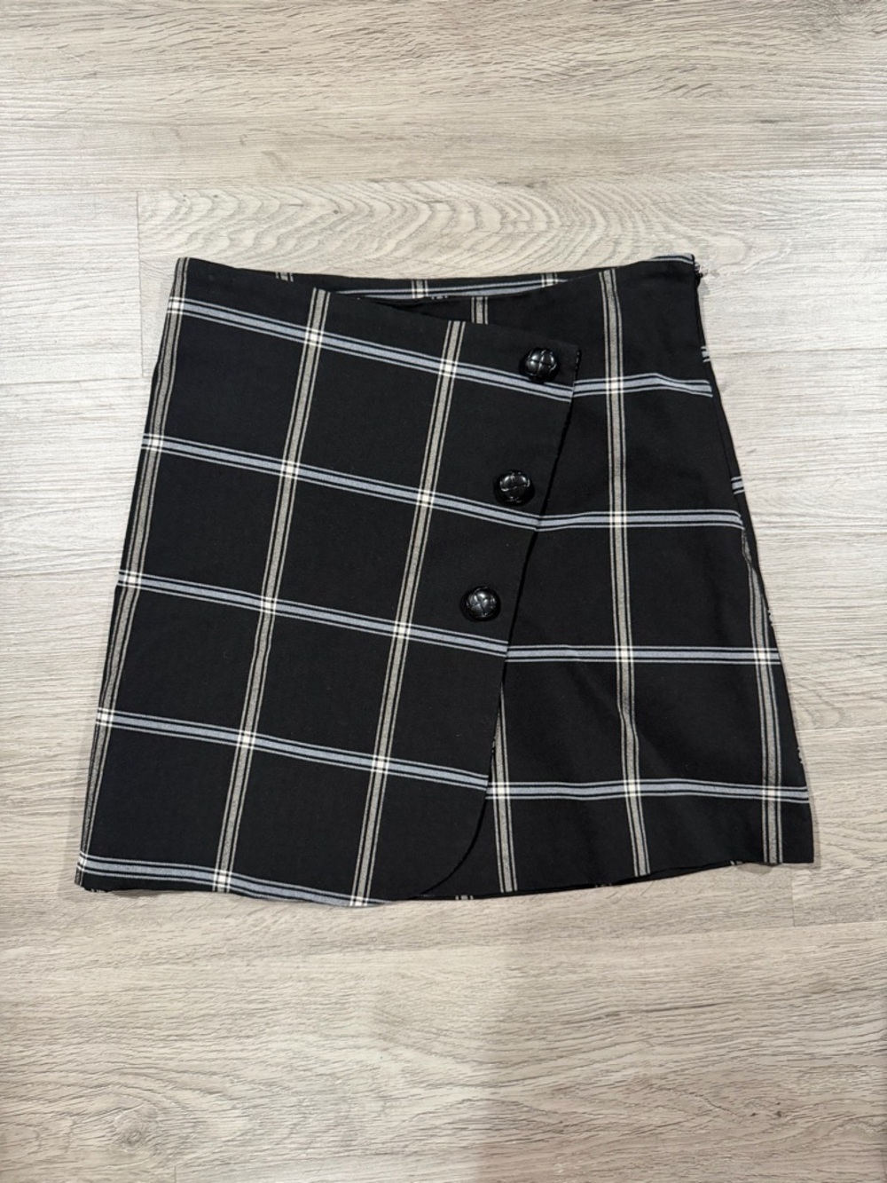 Urban Outfitters Black Plaid Button-Front Mini Skirt